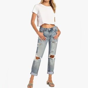 Hocaies High Rise Distressed Boyfriend Jeans Size 27